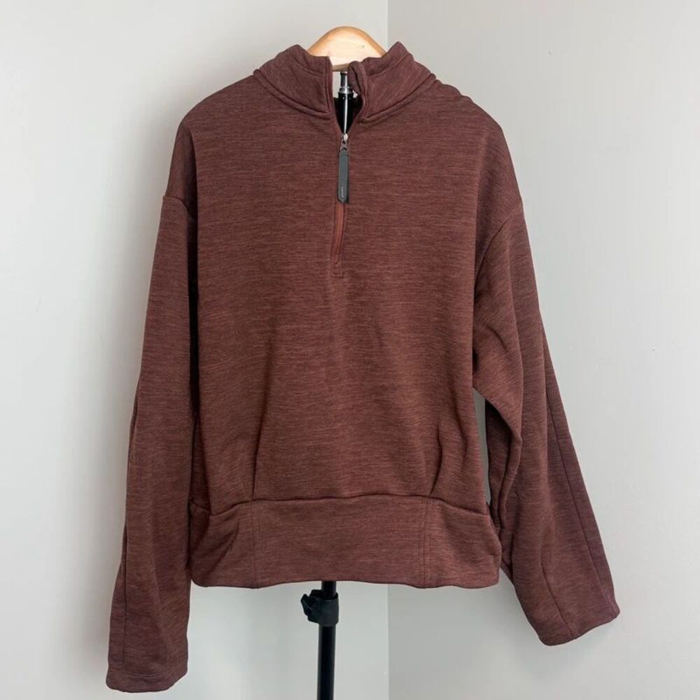 Athleta Altitude Polartech Half Zip Oversized Sweatshirt XS Brown Fleece